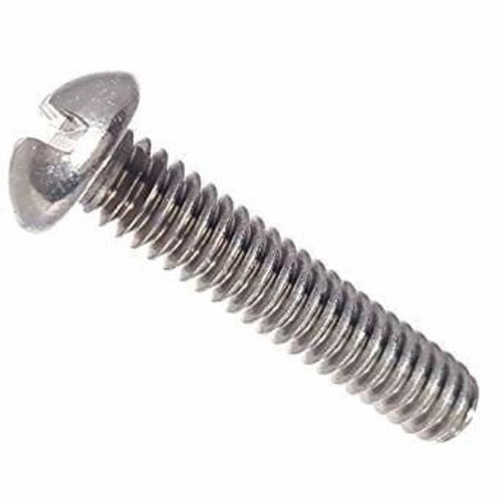 #10-24 X 2 In Slotted Round Machine Screw, Plain 18-8 Stainless Steel, 500 PK